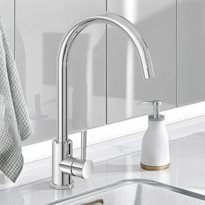 Miscelatore lavello con canna alta girevole in acciaio inox cromato