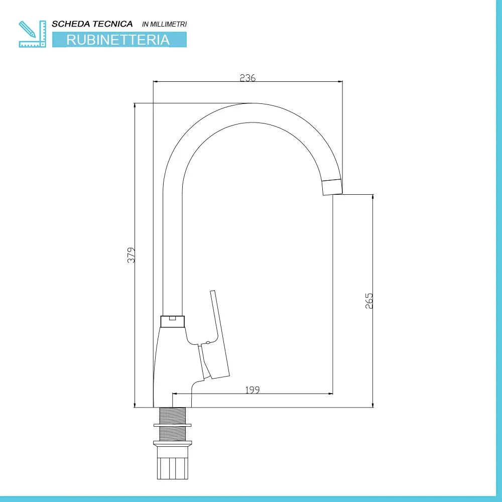 Miscelatore lavello cromato canna alta orientabile Paco
