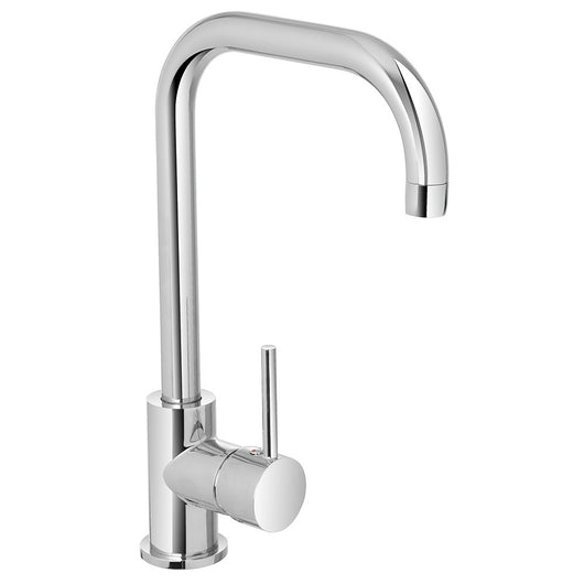 Miscelatore lavello cucina con canna alta orientabile in ottone cromato