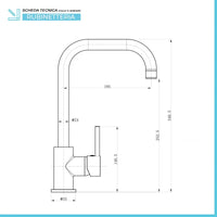 Miscelatore lavello cucina con canna alta orientabile in ottone cromato