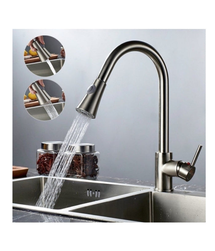 Miscelatore Lavello Cucina Doccia Estraibile Professionale Cromato Rubinetto         