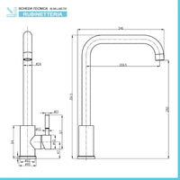 Miscelatore lavello in acciaio nero opaco con canna svedese girevole