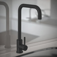 Miscelatore lavello in acciaio nero opaco con canna svedese girevole