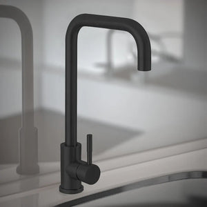 Miscelatore lavello in acciaio nero opaco con canna svedese girevole
