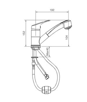 Miscelatore Monocomando Per Lavello Cucina Doccetta Estraibile Flessibile         