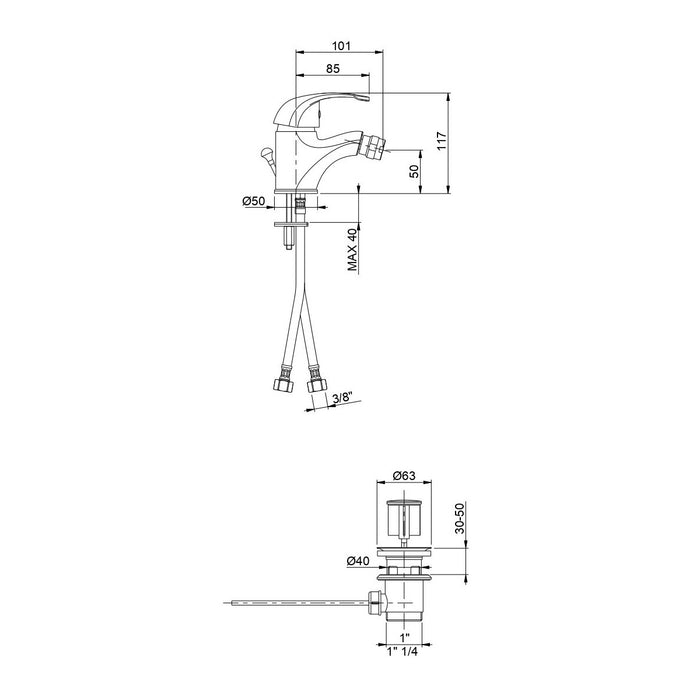 Miscelatore monoleva bidet cromato squalo