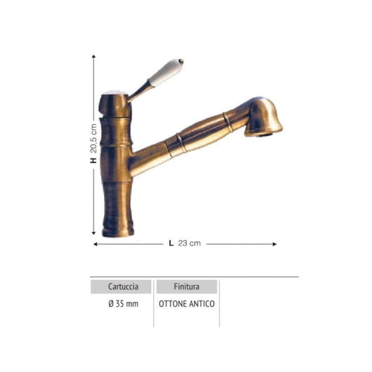 Miscelatore Cordoba colore ottone antico e ceramica