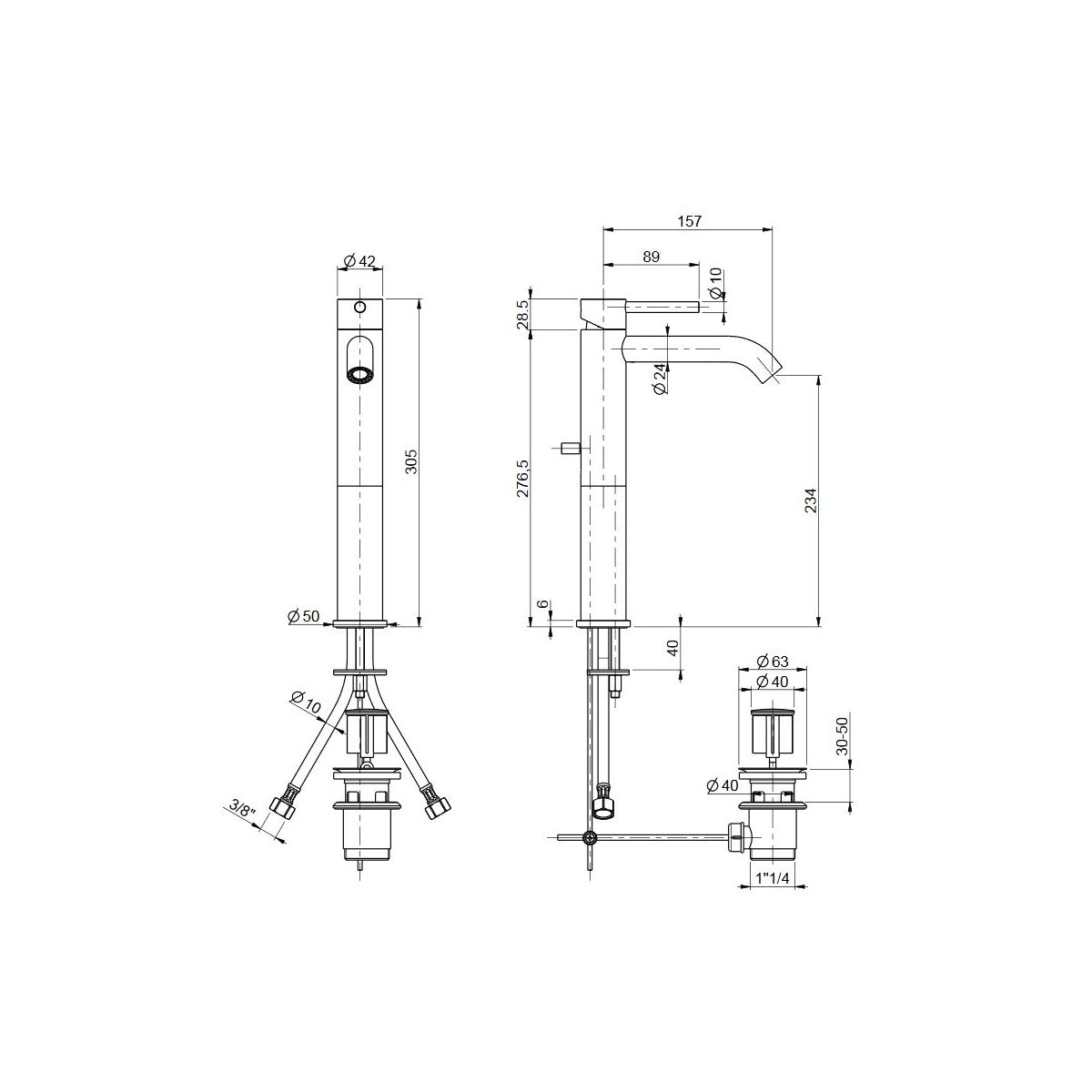 Miscelatore per lavabo alto cromato jackie