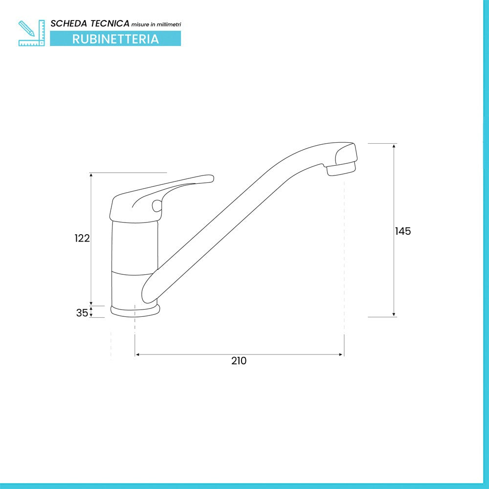 Miscelatore per lavello a canna bassa in ottone cromato