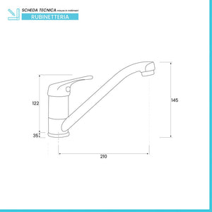Miscelatore per lavello a canna bassa in ottone cromato