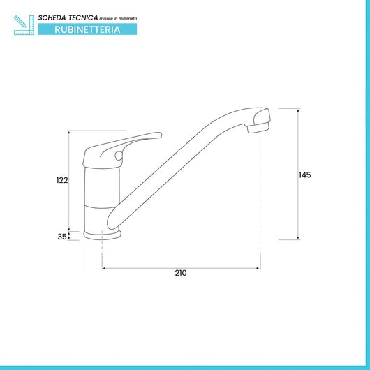 Miscelatore per lavello a canna bassa in ottone cromato