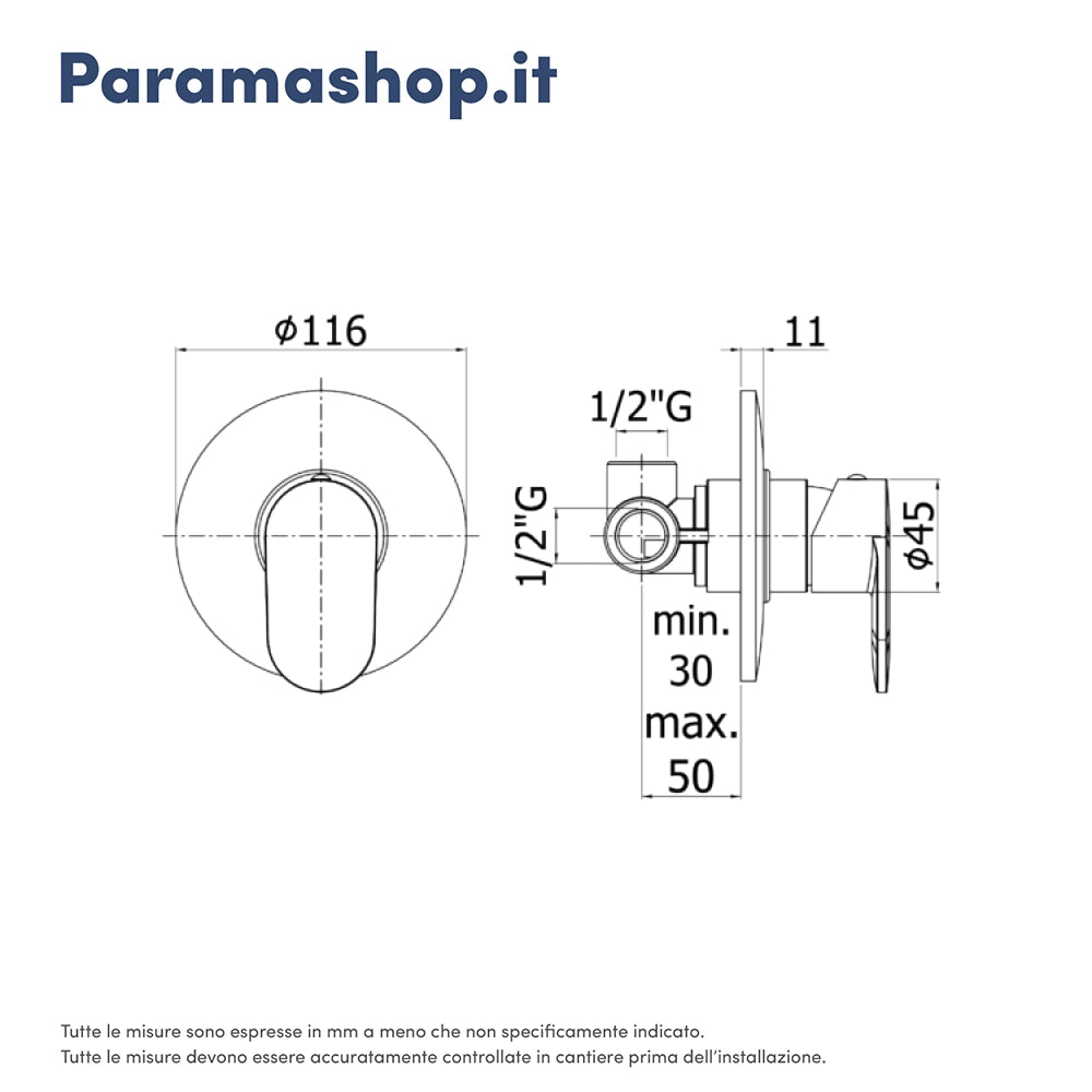Paffoni miscelatore incasso doccia monocomando cromato mod. Candy