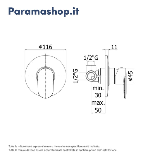 Paffoni miscelatore incasso doccia monocomando cromato mod. Candy