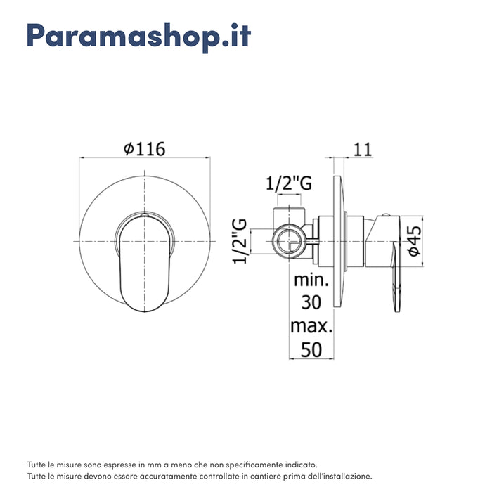Paffoni miscelatore incasso doccia monocomando cromato mod. Candy