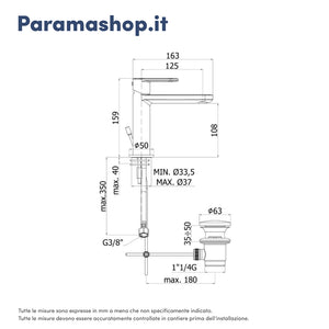 Paffoni miscelatore lavabo cromato senza scarico mod. Candy