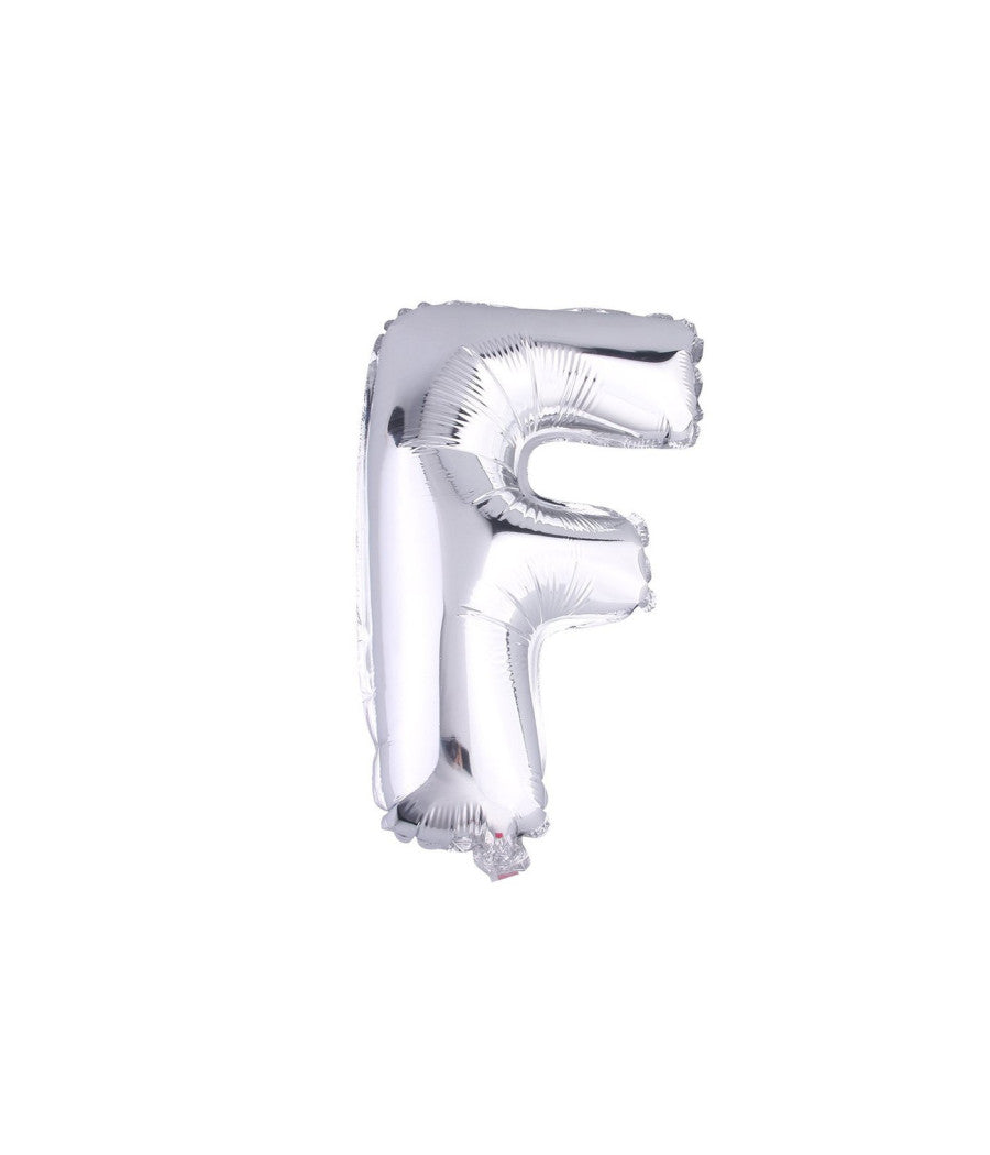 Palloncino Gonfiabile Elio Lettera F Argento 35 Cm Compleanno Festa Party Casa         