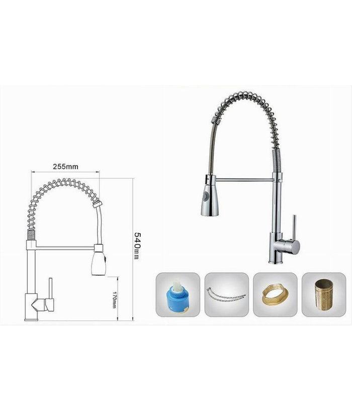 Miscelatore Rubinetto Con Doccetta A Molla Canna Alta Isola Per Cucina 87464         