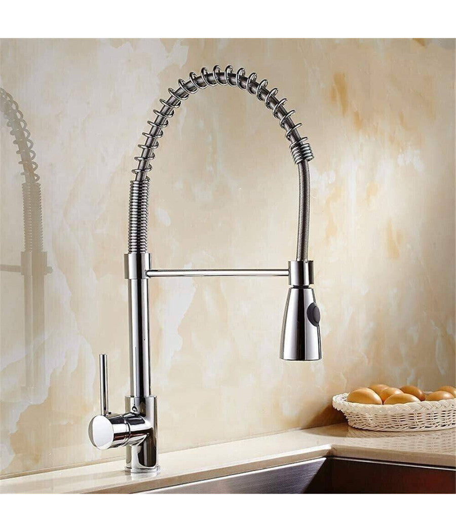 Miscelatore Rubinetto Con Doccetta A Molla Canna Alta Isola Per Cucina 87464         