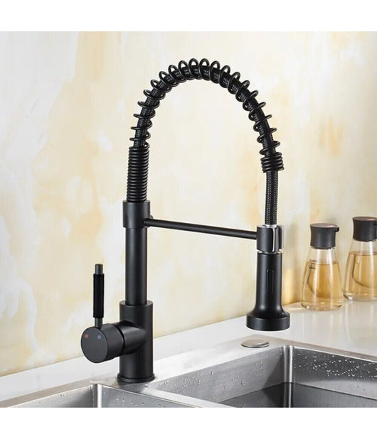 Miscelatore Rubinetto Con Doccetta Lavello Canna Alta Isola Per Cucina Nero 87467         