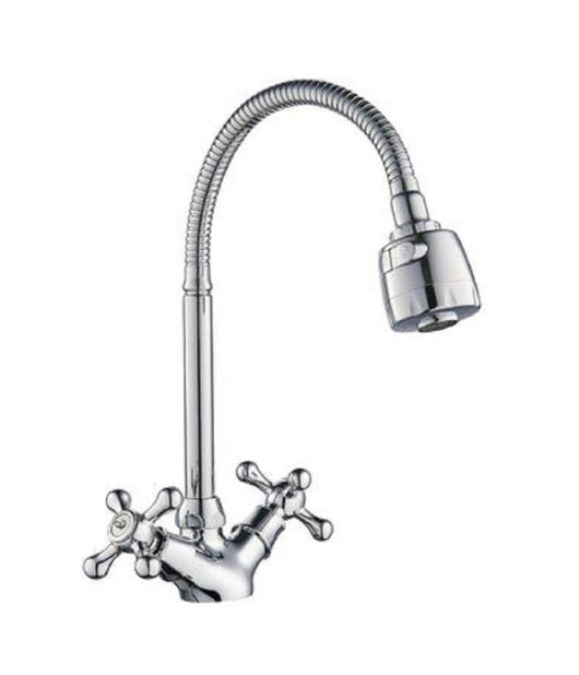 Miscelatore Rubinetto Flessibile Manopole Croce Cucina Lavello Ottone Roma 69408         