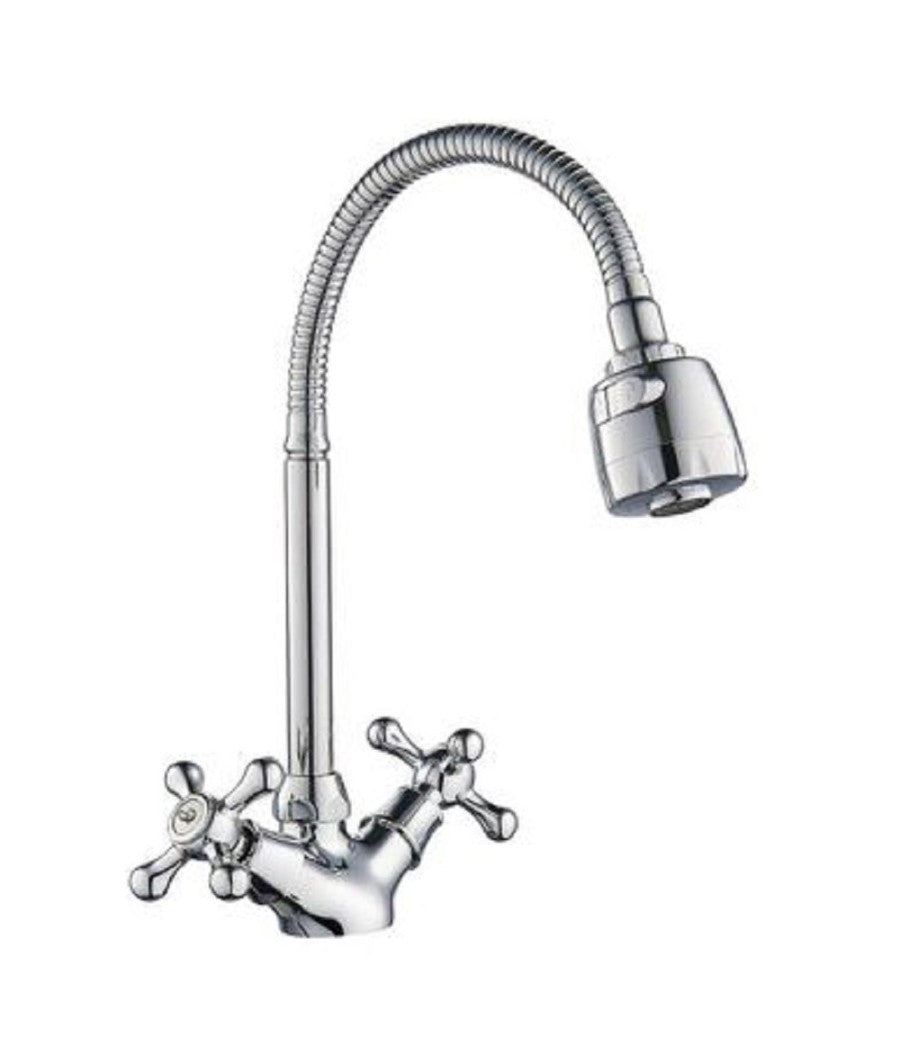 Miscelatore Rubinetto Flessibile Manopole Croce Cucina Lavello Ottone Roma 69408         