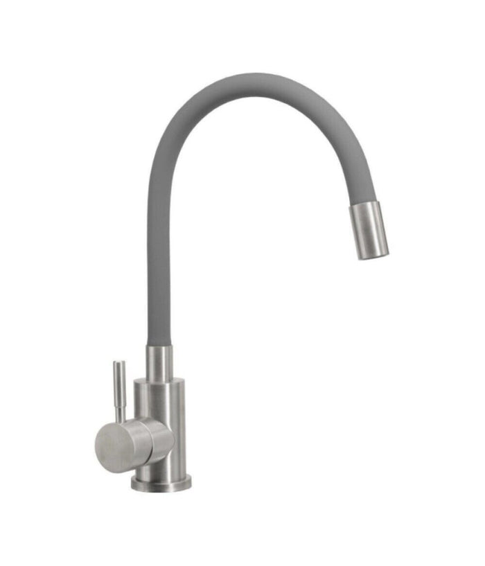 Miscelatore Rubinetto Lavello Cucina Canna Flessibile Grigio Acciaio Satinato 52689         