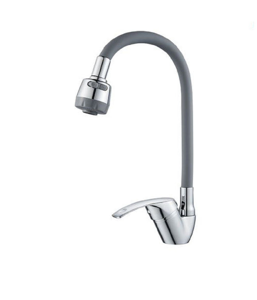 Miscelatore Rubinetto Lavello Cucina Canna Flessibile Rompigetto Grigio 79914         