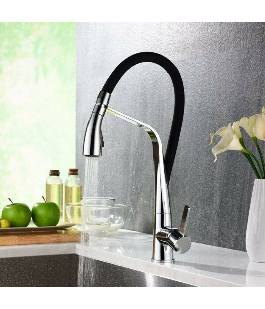 Miscelatore Rubinetto Lavello Cucina Con Doccetta Monocomando Canna Alta 59590         