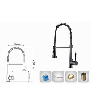 Miscelatore Rubinetto Lavello Cucina Doccetta Getto A Molla Bocca Girevole 87468         