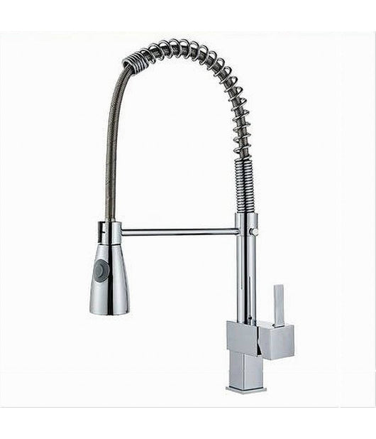 Miscelatore Rubinetto Lavello Cucina Getto A Molla Bocca Girevole Base Quadra 87469         