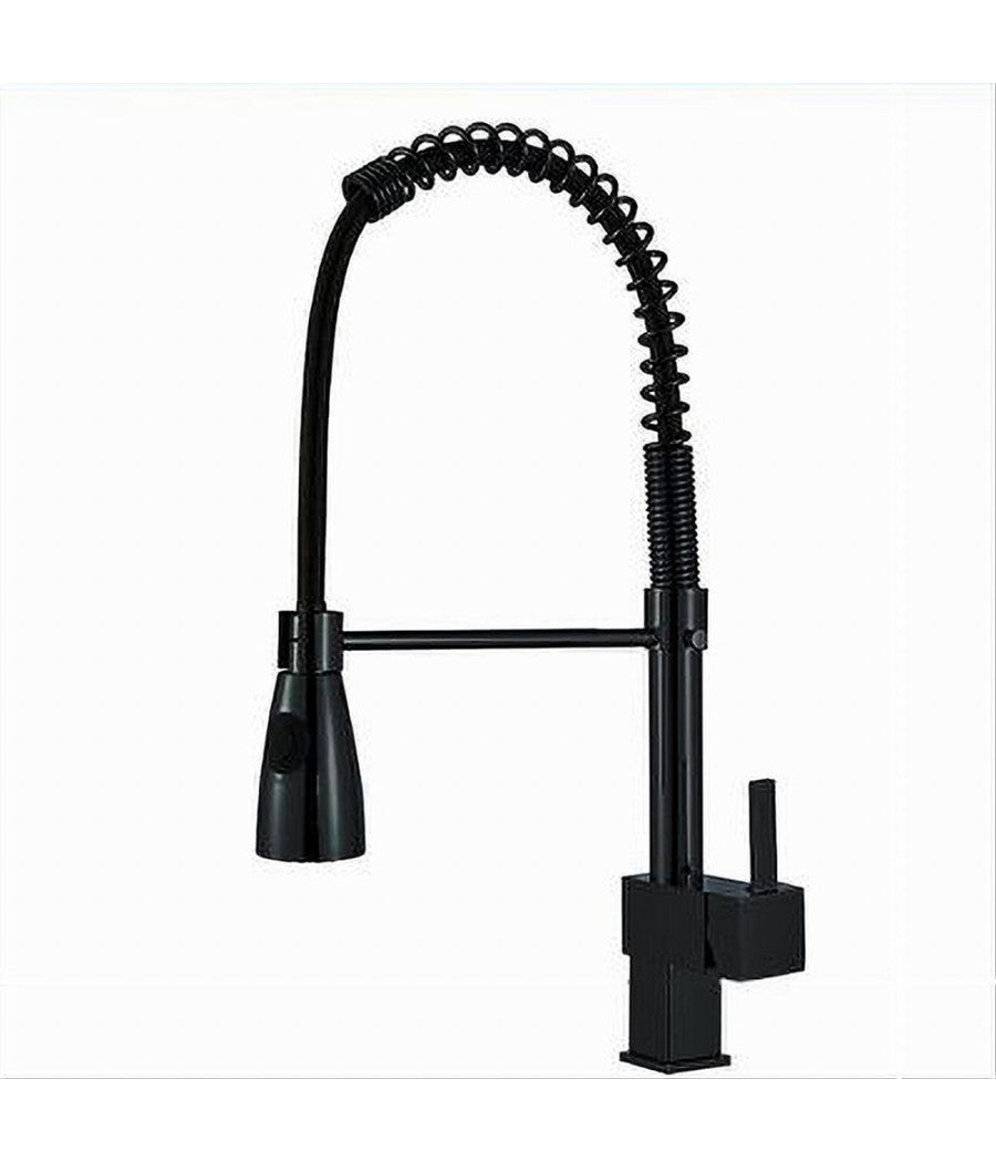 Miscelatore Rubinetto Lavello Cucina Getto A Molla Bocca Girevole Nero Quadra 87470         