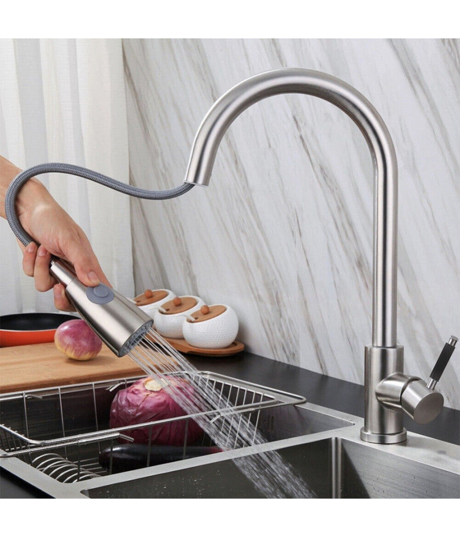 Miscelatore Rubinetto Lavello Cucina Getto Lavabo Con Doccetta Estraibile 59595         