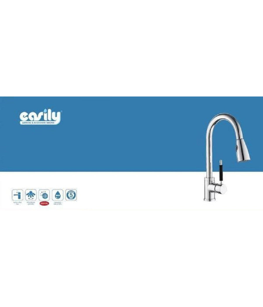 Miscelatore Rubinetto Lavello Cucina Getto Lavabo Con Doccetta Estraibile 59595         