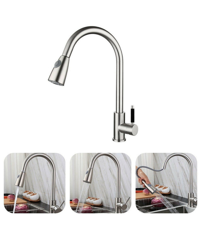 Miscelatore Rubinetto Lavello Cucina Getto Lavabo Con Doccetta Estraibile 59595         