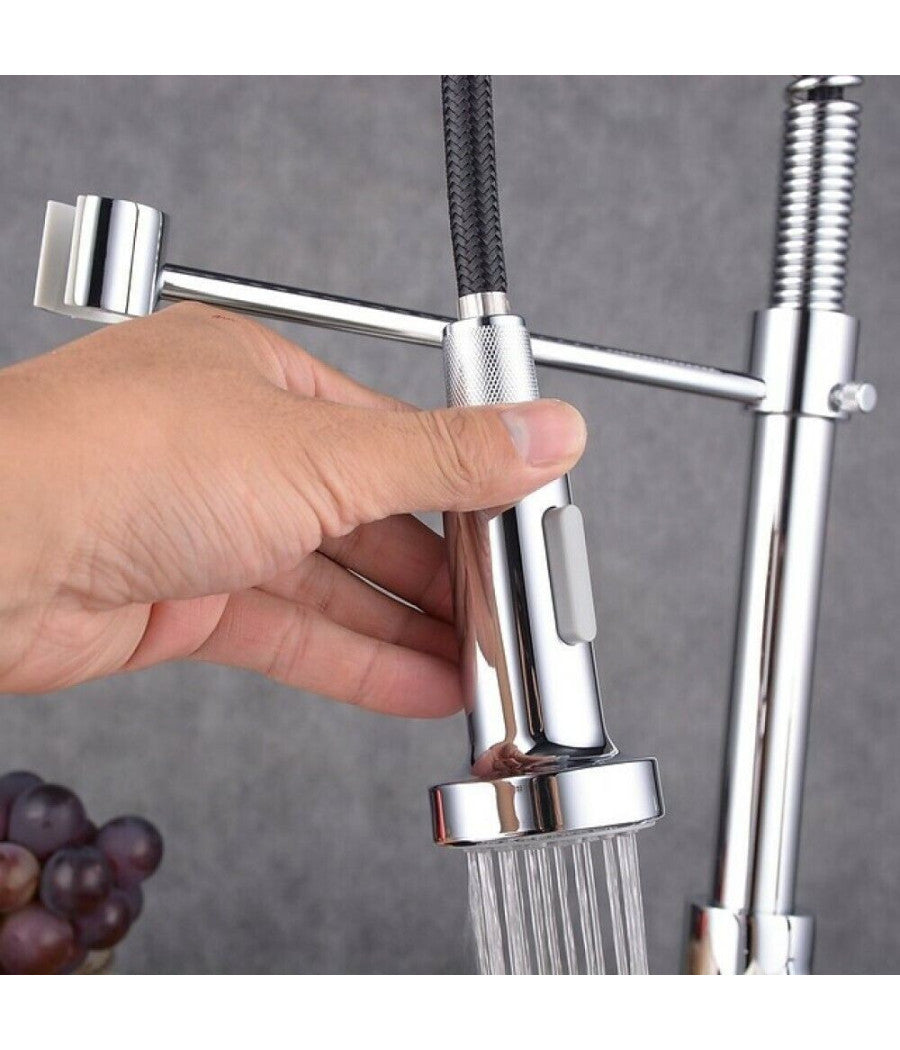 Miscelatore Rubinetto Lavello Cucina Getto Lavabo Design Doccetta A Molla 59591         