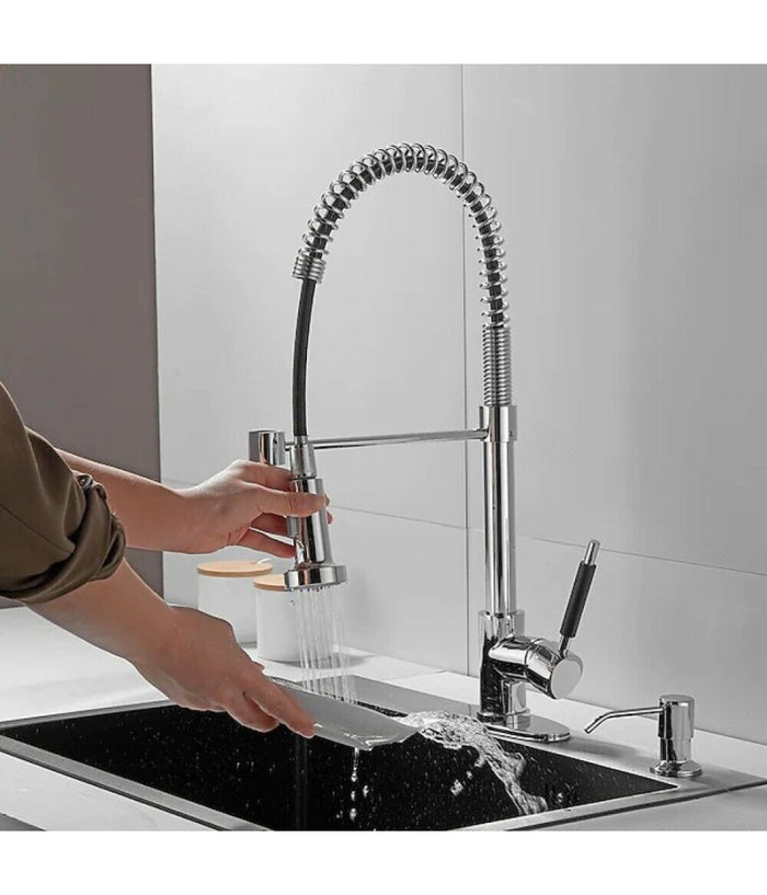 Miscelatore Rubinetto Lavello Cucina Getto Lavabo Design Doccetta A Molla 59591         