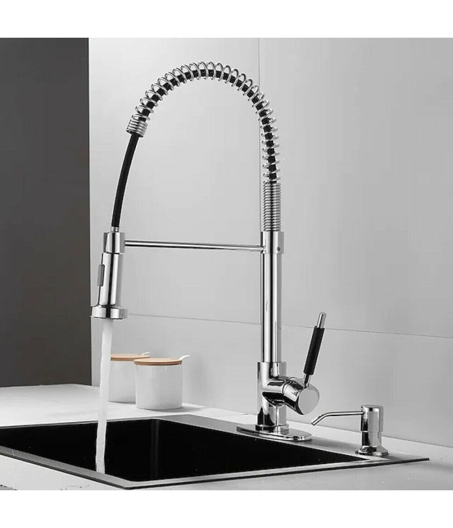 Miscelatore Rubinetto Lavello Cucina Getto Lavabo Design Doccetta A Molla 59591         