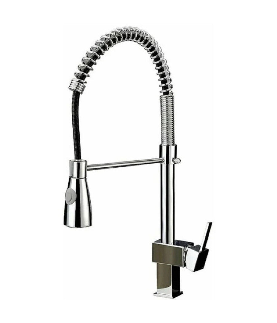 Miscelatore Rubinetto Lavello Cucina Getto Lavabo Design Quadrato Doccetta 59592         