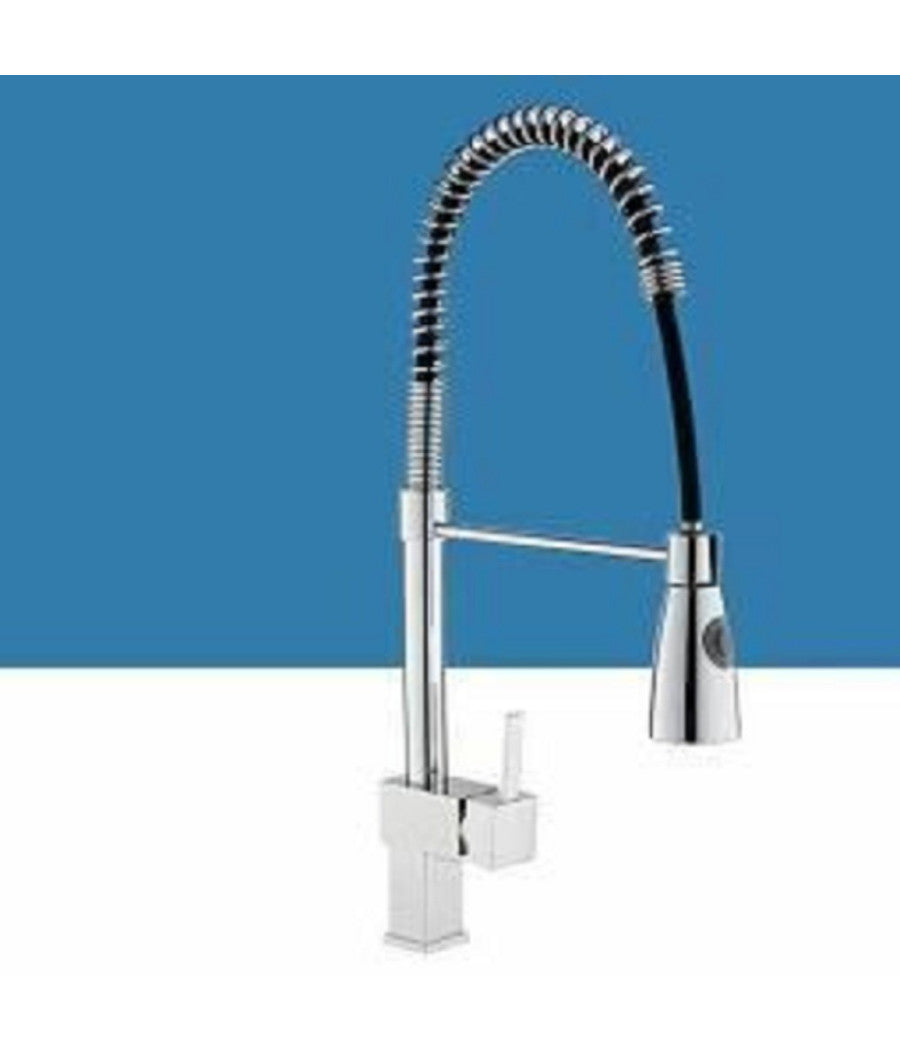 Miscelatore Rubinetto Lavello Cucina Getto Lavabo Design Quadrato Doccetta 59592         