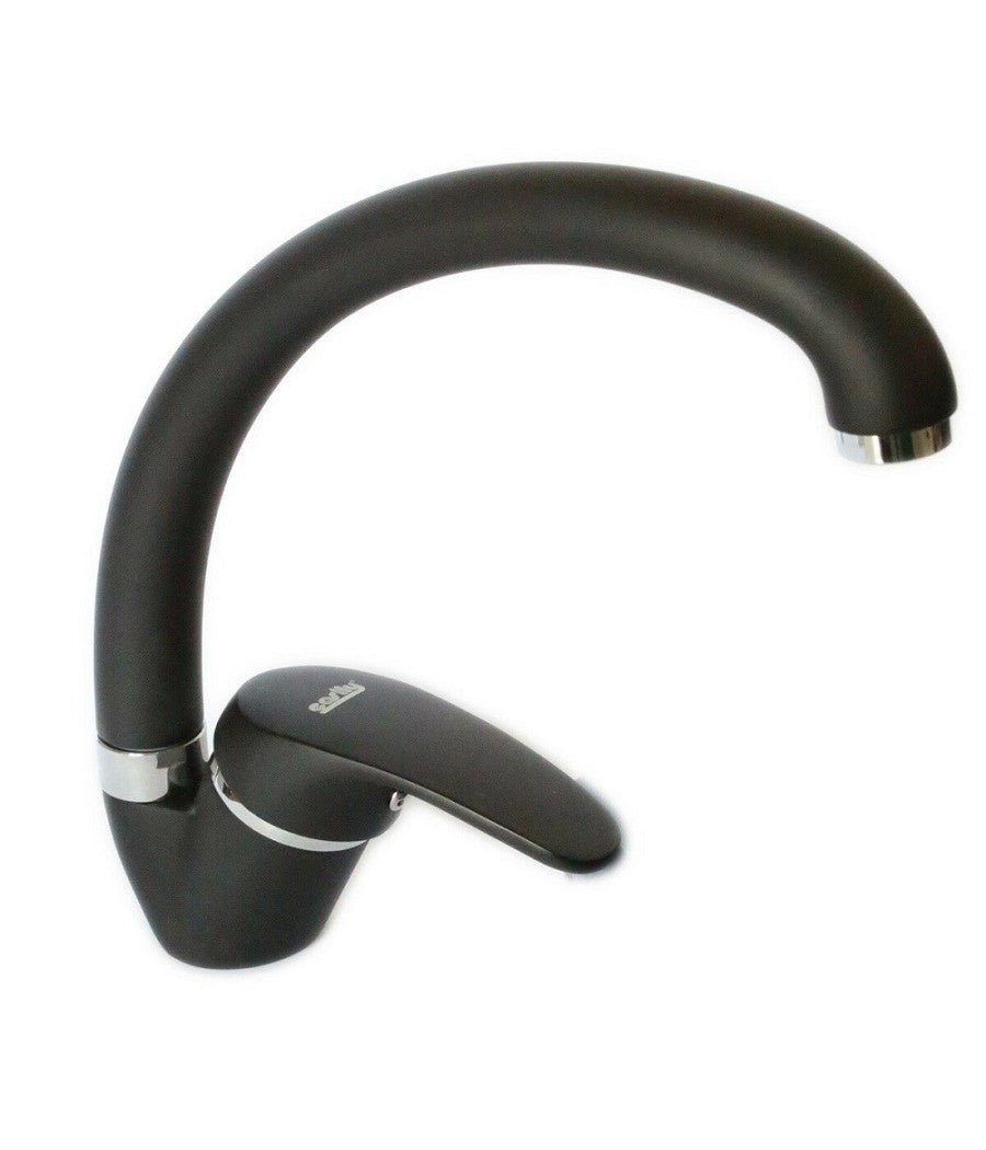 Miscelatore Rubinetto Monocomando Per Lavello Cucina Canna Curva Nero 52938         
