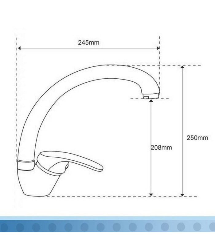 Miscelatore Rubinetto Monocomando Per Lavello Cucina Canna Curva Avena 63001         
