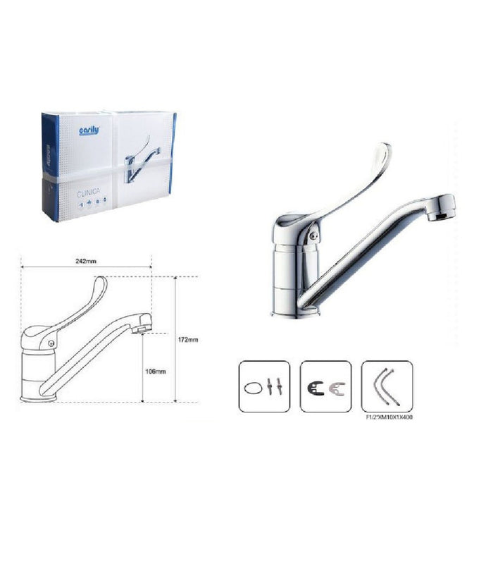 Miscelatore Rubinetto Per Cucina Lavandino Lavello Ottone Cromato Clinica 69206         