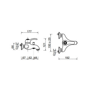 Miscelatore vasca da bagno ottone antico con doccia Bologna