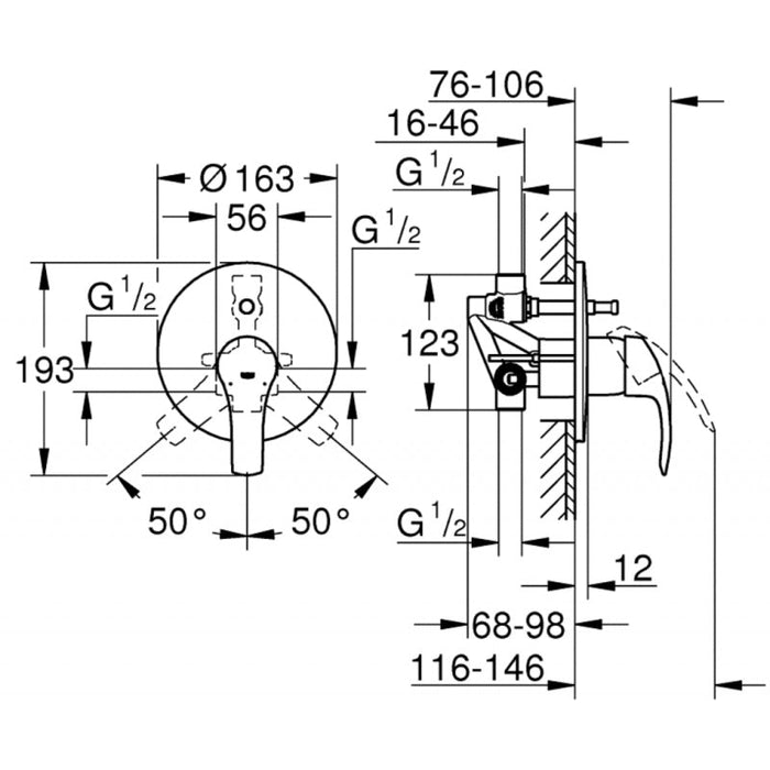 Miscelatore vasca docciaÊ monocomando con deviatore-Grohe