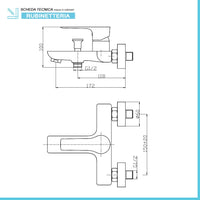 Miscelatore vasca Flat in ottone cromato con kit doccia incluso