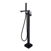 Miscelatore vasca freestanding a pavimento nero opaco quadrato