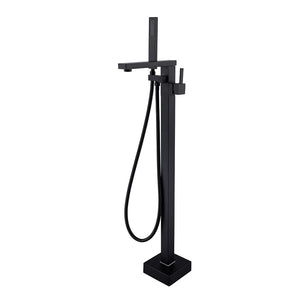 Miscelatore vasca freestanding a pavimento nero opaco quadrato