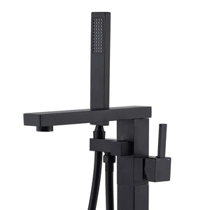 Miscelatore vasca freestanding a pavimento nero opaco quadrato