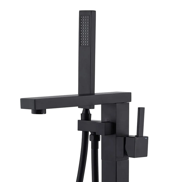 Miscelatore vasca freestanding a pavimento nero opaco quadrato