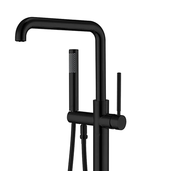 Miscelatore vasca freestanding a pavimento nero opaco tondo